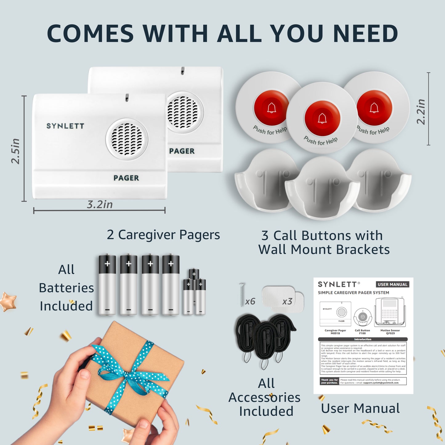 caregiver pager call button for elderly at home synlett portable wireless room senior pendant buzzer calling bell bed alarms monitoring systems nurse call system emergency panic beeper alert button sos dementia patient fall prevention alarm hospice gift