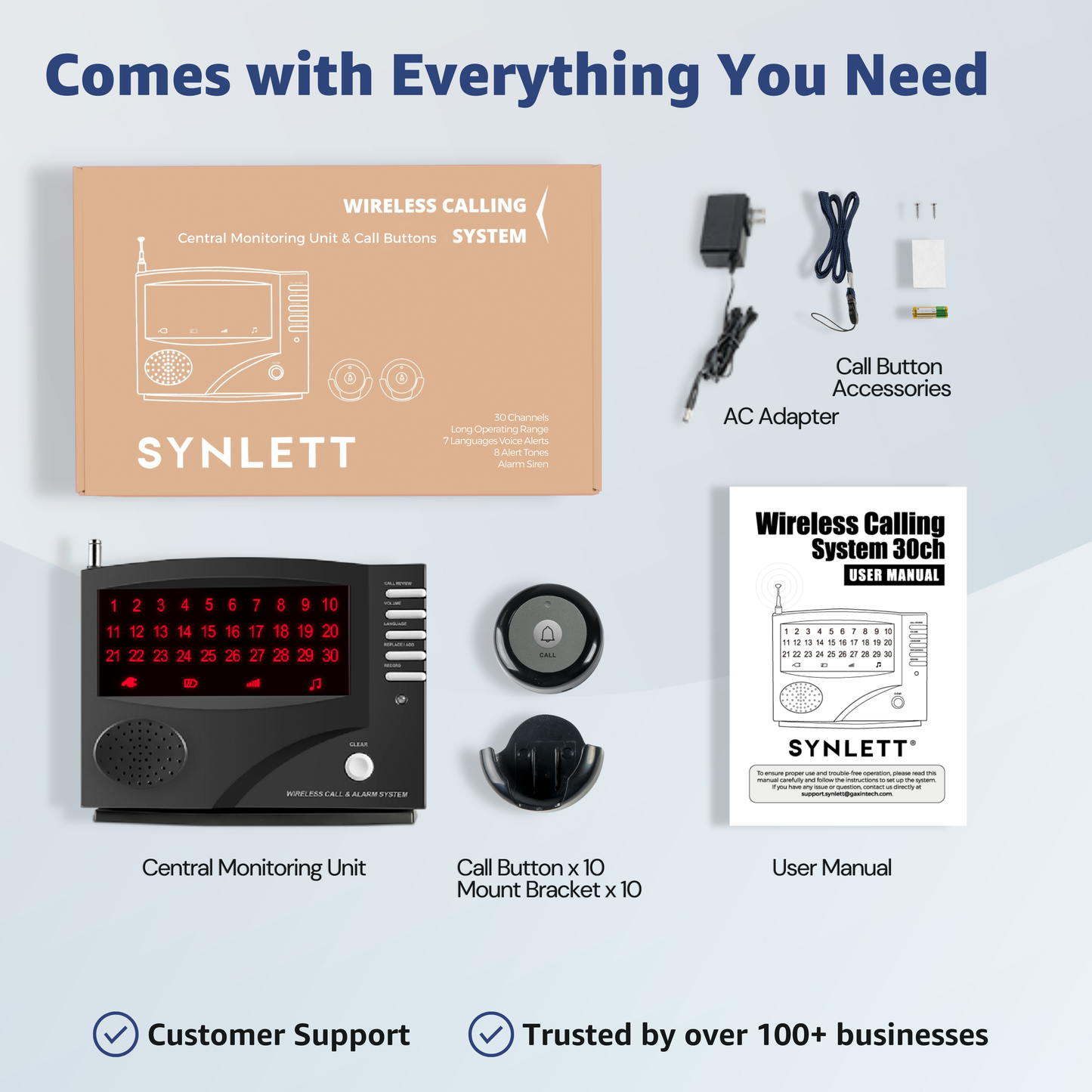SYNLETT Wireless Calling System with 10 Call Buttons Black