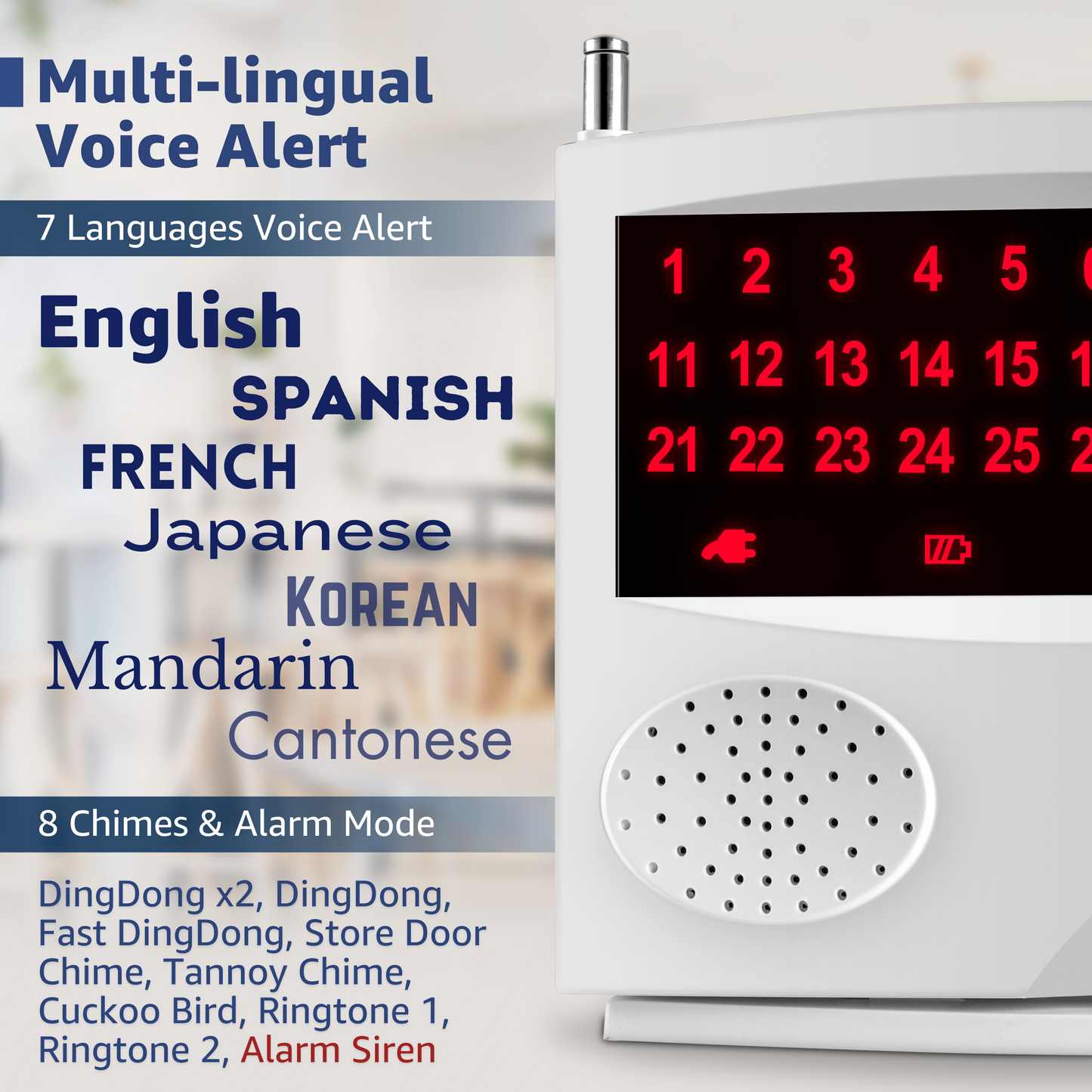 SYNLETT Nurse Call System with 1 Portable Caregiver Pager and 10 Call Buttons