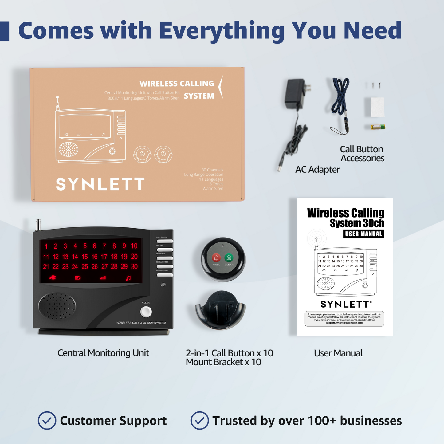 SYNLETT Wireless Calling System with 10 Call/Clear Buttons Black