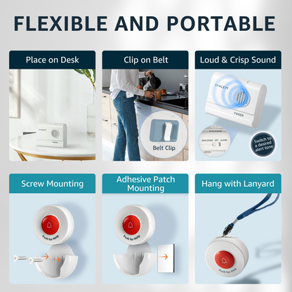 caregiver pager call button for elderly at home synlett portable wireless room senior pendant buzzer calling bell bed alarms monitoring systems nurse call system emergency panic beeper alert button sos dementia patient fall prevention alarm hospice gift