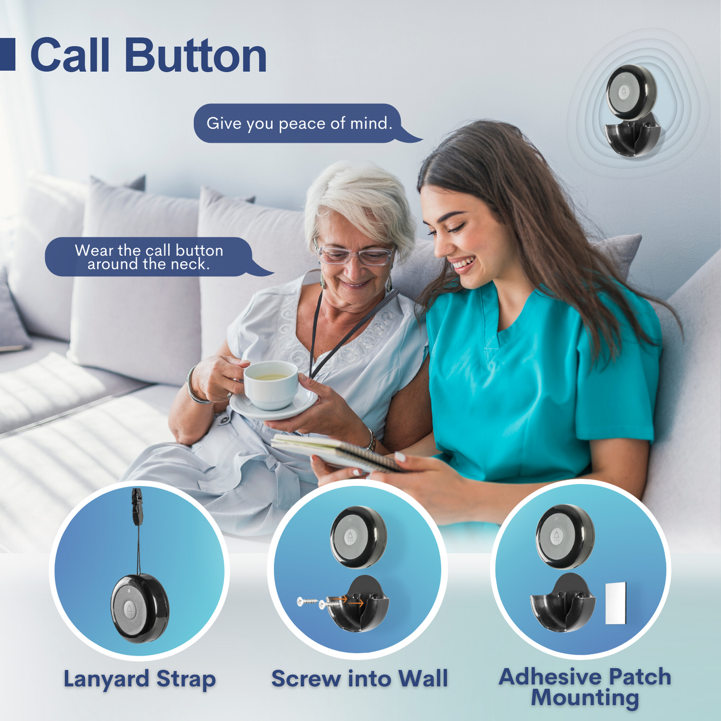 SYNLETT Wireless Call Button for Wireless Calling System 2 PCS Black