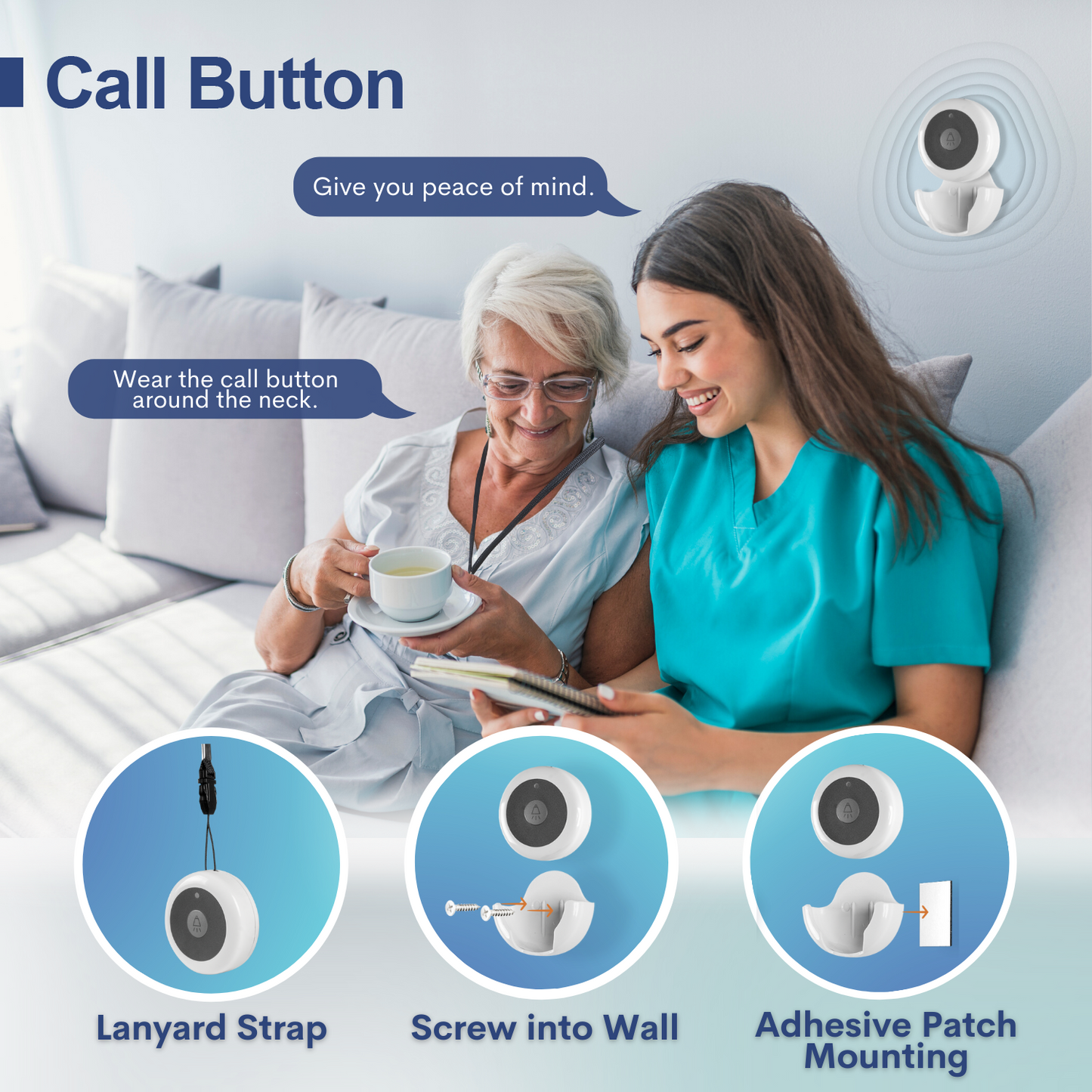 SYNLETT Wireless Call Button for Wireless Calling System 2 PCS White