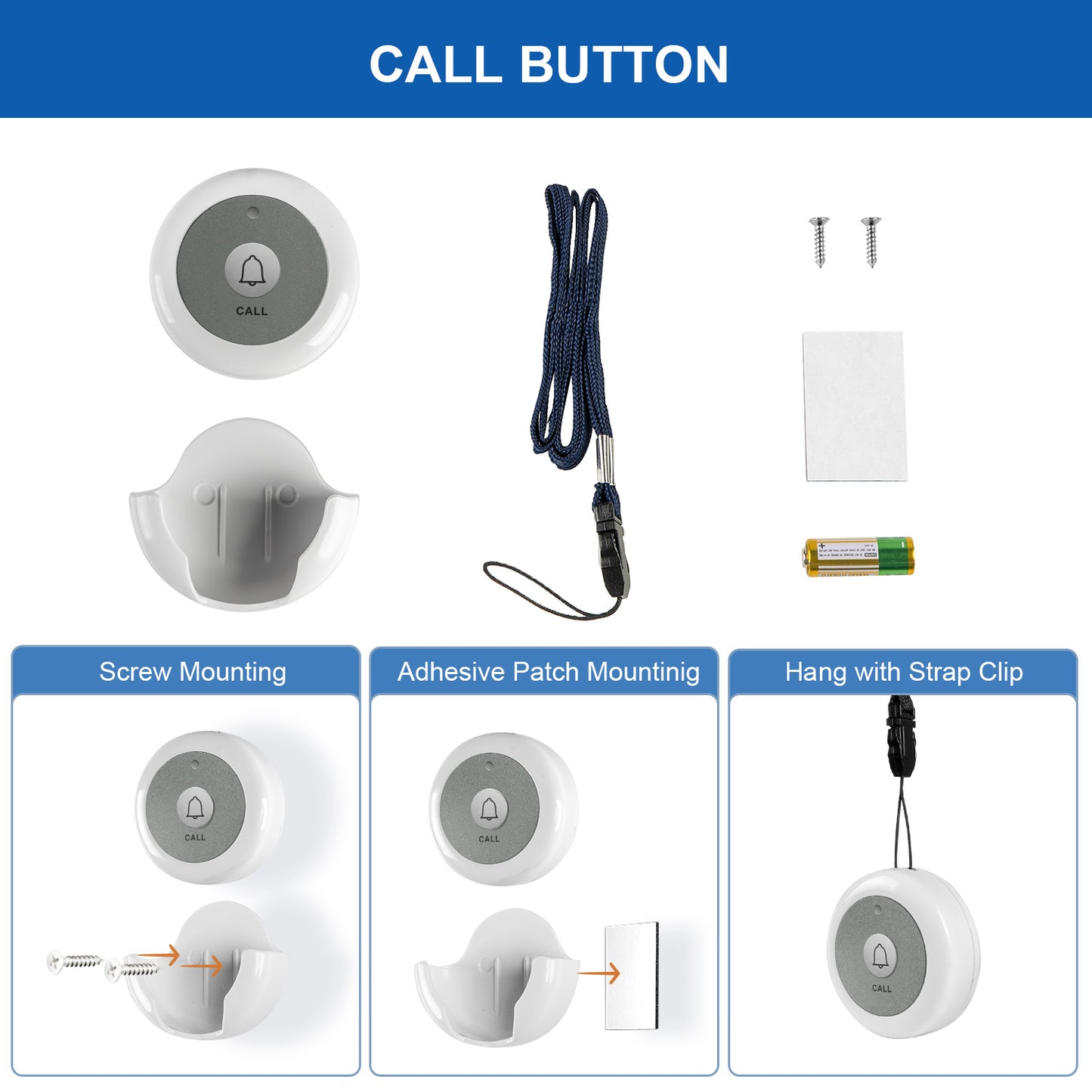 SYNLETT Wireless Call Button for Wireless Calling System 2 PCS White