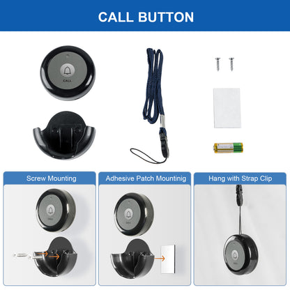 SYNLETT Wireless Call Button for Wireless Calling System 2 PCS Black