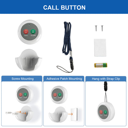 SYNLETT Dual Function 2-in-1 Call Button for Wireless Calling System 2 PCS White