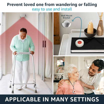 SYNLETT Bed Alarm Caregiver Pager with 2 Call Buttons and 1 Motion Sensor