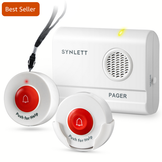 caregiver pager call button for elderly at home synlett portable wireless room senior pendant buzzer calling bell bed alarms monitoring systems nurse call system emergency panic beeper alert button sos dementia patient fall prevention alarm hospice gift