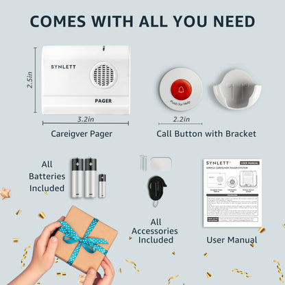 SYNLETT Call Button for Elderly with Caregiver Pager