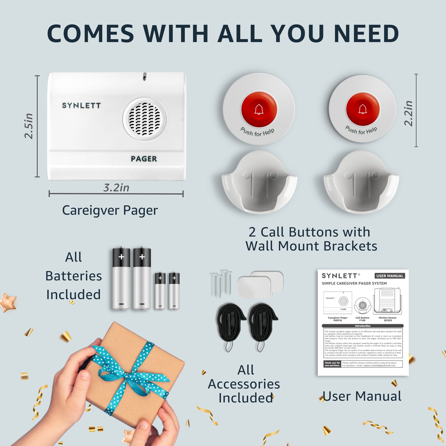 caregiver pager call button for elderly at home synlett portable wireless room senior pendant buzzer calling bell bed alarms monitoring systems nurse call system emergency panic beeper alert button sos dementia patient fall prevention alarm hospice gift