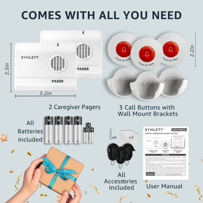 caregiver pager call button for elderly at home synlett portable wireless room senior pendant buzzer calling bell bed alarms monitoring systems nurse call system emergency panic beeper alert button sos dementia patient fall prevention alarm hospice gift