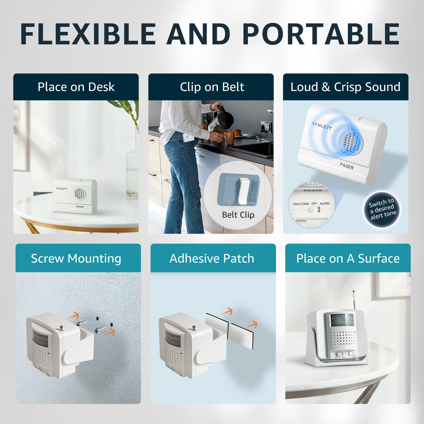 SYNLETT Bed Alarm Caregiver Pager with Motion Sensor