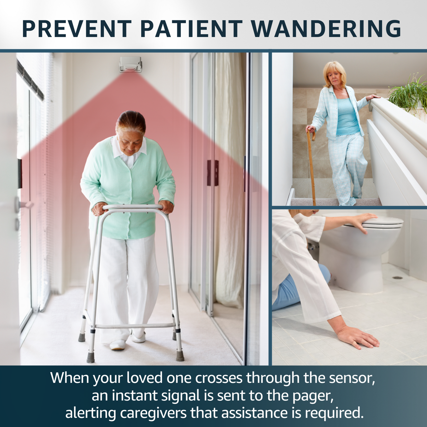 SYNLETT Bed Alarm Caregiver Pager with Motion Sensor