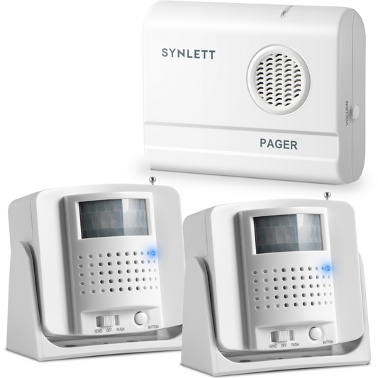 SYNLETT Bed Alarm Caregiver Pager with 2 Motion Sensors