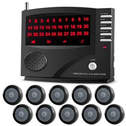 SYNLETT Wireless Calling System with 10 Call Buttons Black