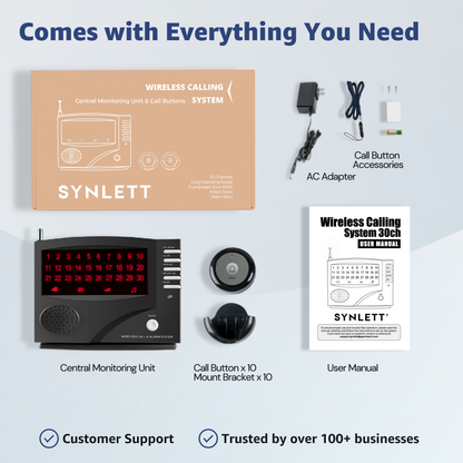 SYNLETT Wireless Calling System with 10 Call Buttons Black