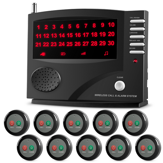 SYNLETT Wireless Calling System with 10 Call/Clear Buttons Black