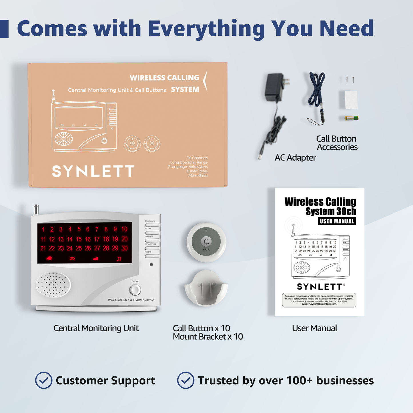 SYNLETT Wireless Calling System with 10 Call Buttons White