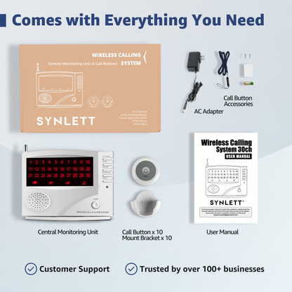 SYNLETT Wireless Calling System with 10 Call Buttons White
