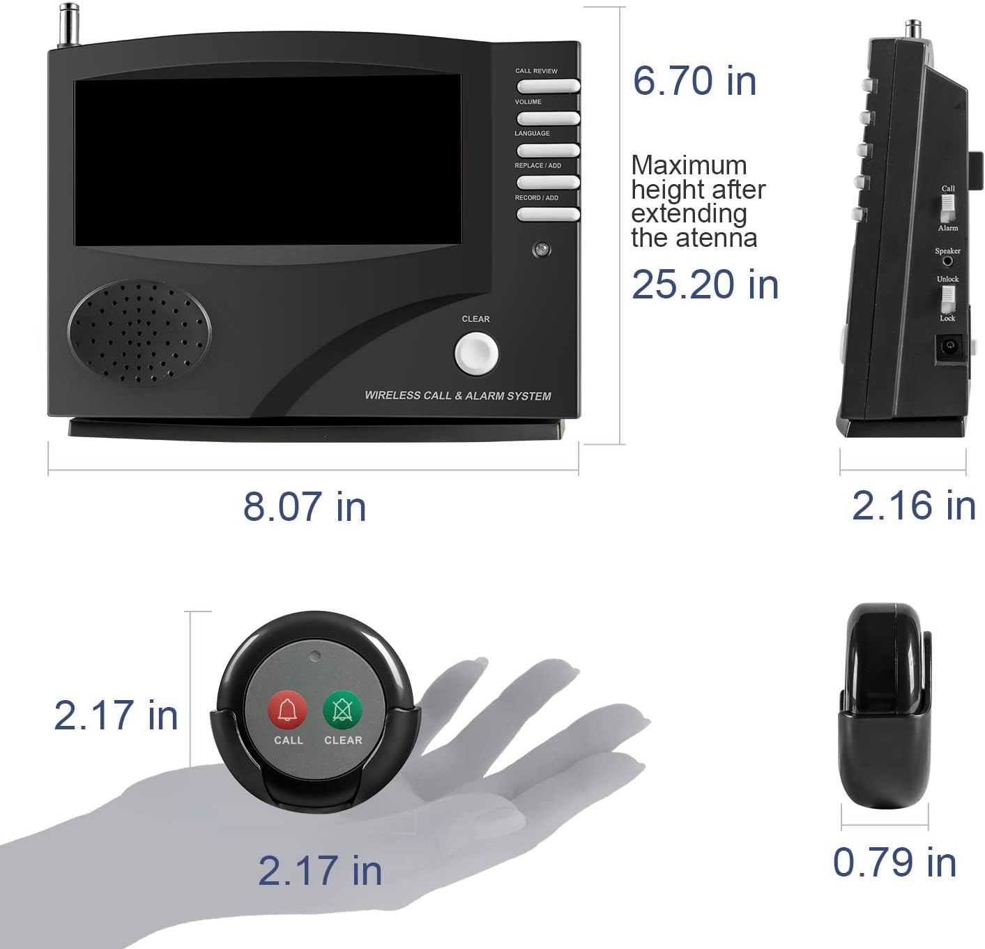SYNLETT Wireless Calling System with 10 Call/Clear Buttons Black